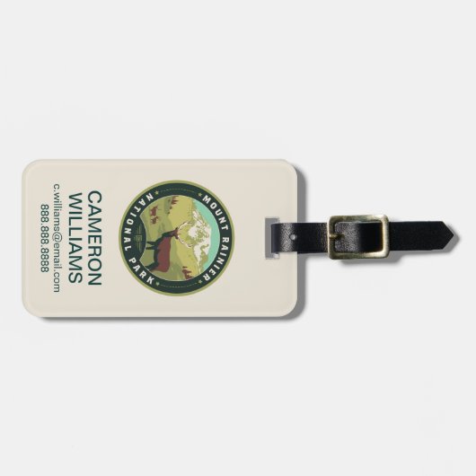 Nationaal park Mount Rainier Bagagelabel (Voorkant horizontaal)