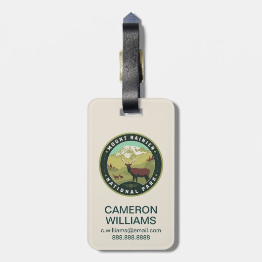 Nationaal park Mount Rainier Bagagelabel (Achterkant verticaal)
