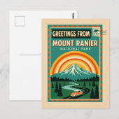 Nationaal park Mount Rainier Retro Briefkaart (Voorkant / Achterkant)
