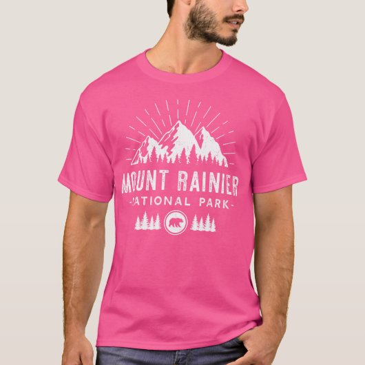 Nationaal Park Mount Rainier - Retro Wandelvakanti T-shirt (Voorkant)