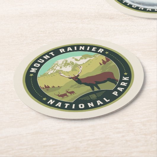 Nationaal park Mount Rainier Ronde Kartonnen Onderzetter (Gebogen)