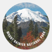 Nationaal park Mount Rainier Ronde Sticker (Voorkant)