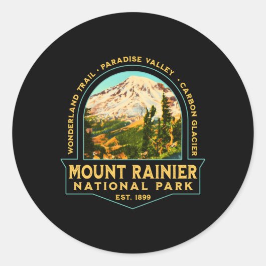 Nationaal park Mount Rainier Ronde Sticker (Voorkant)