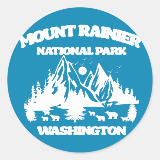 Nationaal park Mount Rainier Ronde Sticker (Voorkant)