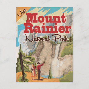 Nationaal park Mount Rainier vintage reisposter Briefkaart