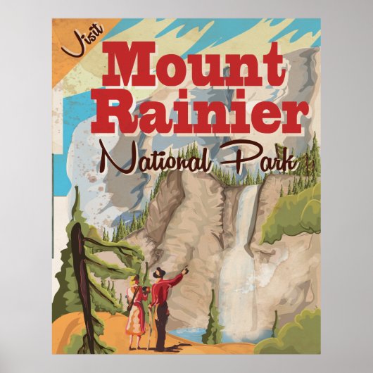 Nationaal park Mount Rainier vintage reisposter Poster (Voorkant)