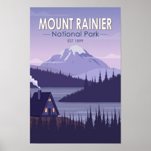 Nationaal park Mount Rainier Washington Blokhut Re Poster