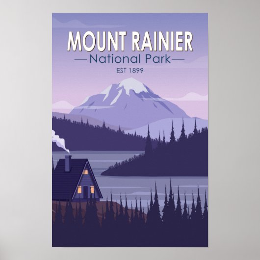 Nationaal park Mount Rainier Washington Blokhut Re Poster (Voorkant)