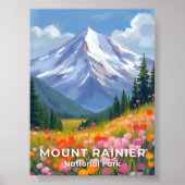 Nationaal park Mount Rainier | Washington Travel Poster (Voorkant)