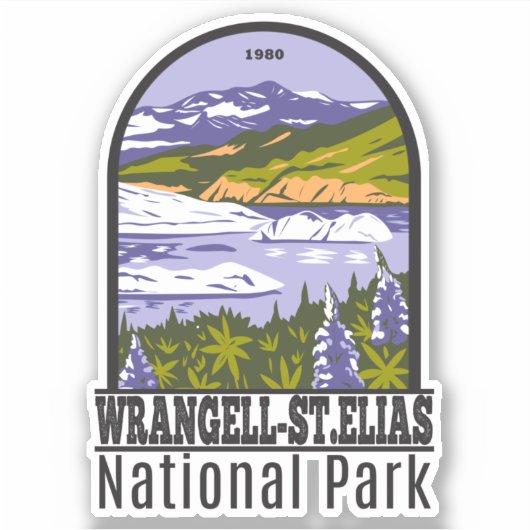 Nationaal park Nizina Lake Retro Sticker (Voorkant)