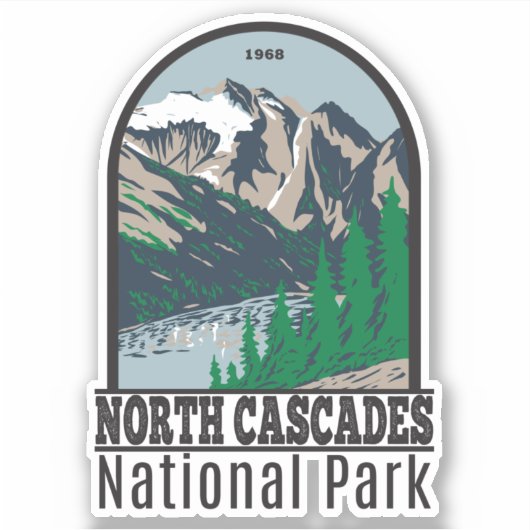 Nationaal park Noord-Cascades — Triumph Retro Sticker (Voorkant)