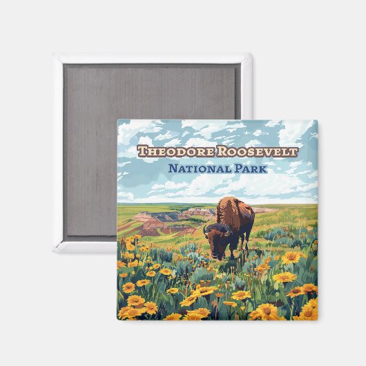 Nationaal park North Dakota Theodore Roosevelt Magneet (Voorkant / Achterkant)