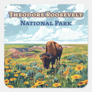 Nationaal park North Dakota Theodore Roosevelt Vierkante Sticker