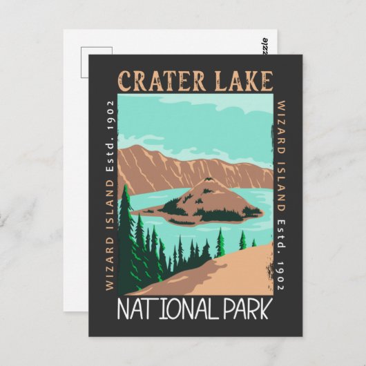 Nationaal park Oregon Retro Crater Lake Briefkaart (Voorkant / Achterkant)