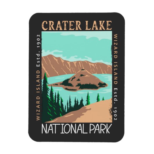Nationaal park Oregon Retro Crater Lake Magneet (Verticaal)