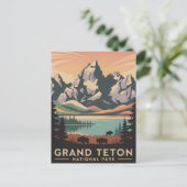 Nationaal park Pastel Retro Grand Teton met bizon Briefkaart (Staand voorkant)
