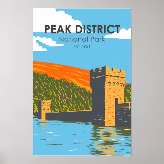 Nationaal park Peak District Engeland Retro Poster (Voorkant)
