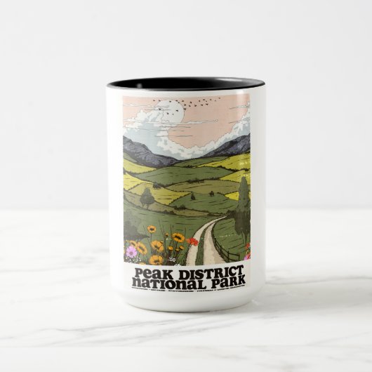 Nationaal park Peak District vintage reisposter. Mok (Midden)