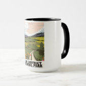 Nationaal park Peak District vintage reisposter. Mok (Voorkant rechts)