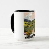 Nationaal park Peak District vintage reisposter. Mok (Voorkant links)