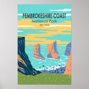 Nationaal park Pembrokeshire Coast Wales Retro Poster