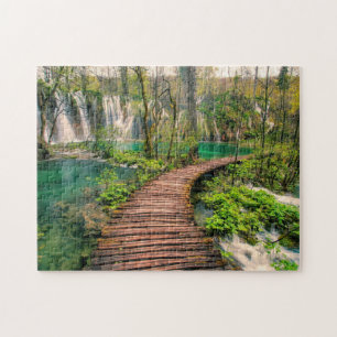 Nationaal park Plitvice Lakes Kroatië gestileerd Legpuzzel