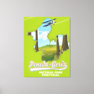 Nationaal park Portugal kaart Peneda-gerês Canvas Afdruk