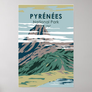 Nationaal Park Pyreneeën Frankrijk Vintage Poster