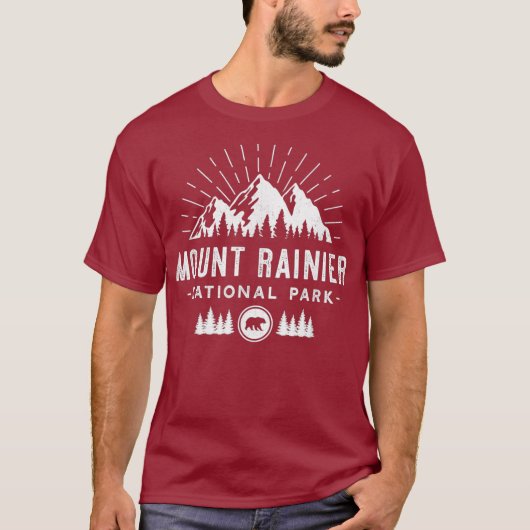Nationaal park Rainier - Retro wikgift T-shirt (Voorkant)