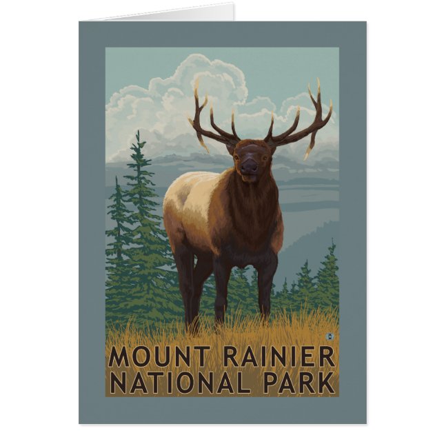 Nationaal park Rainier, Washington Elk Scene (Voorkant)