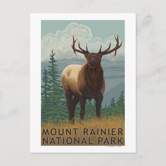 Nationaal park Rainier, Washington Elk Scene Briefkaart (Voorkant)