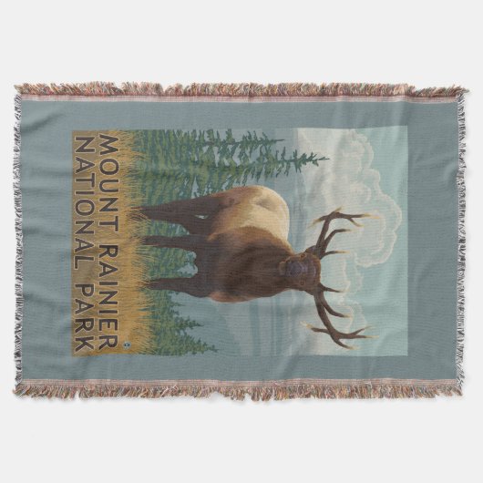 Nationaal park Rainier, Washington Elk Scene Deken (Voorkant)