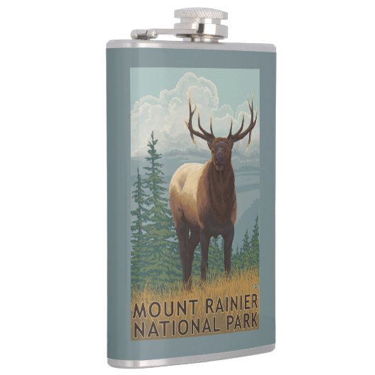 Nationaal park Rainier, Washington Elk Scene Heupfles (Rechts)