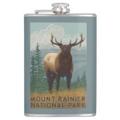 Nationaal park Rainier, Washington Elk Scene Heupfles (Voorkant)