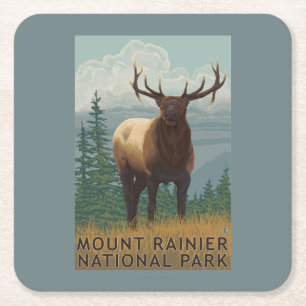 Nationaal park Rainier, Washington Elk Scene Kartonnen Onderzetters