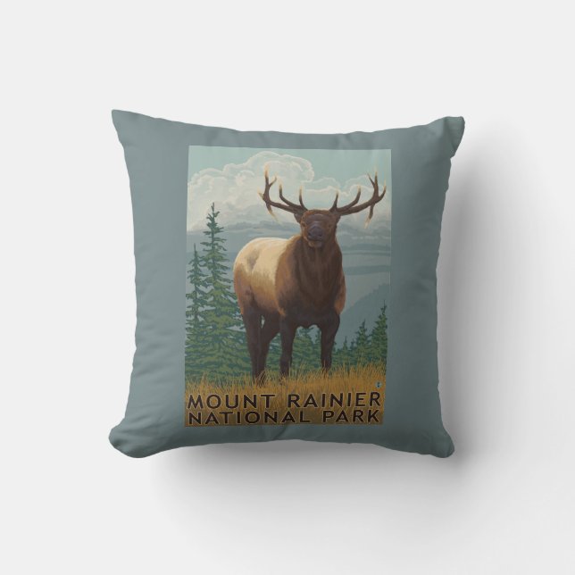 Nationaal park Rainier, Washington Elk Scene Kussen (Voorkant)
