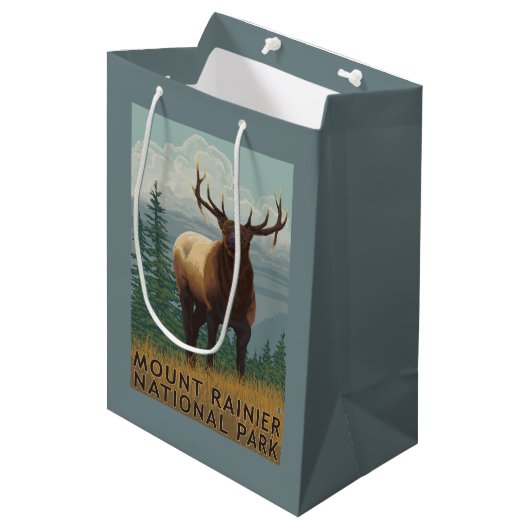 Nationaal park Rainier, Washington Elk Scene Medium Cadeauzakje (Voorkant Gekanteld)