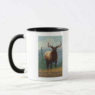 Nationaal park Rainier, Washington Elk Scene Mok