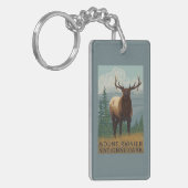 Nationaal park Rainier, Washington Elk Scene Sleutelhanger (Voorkant Links)