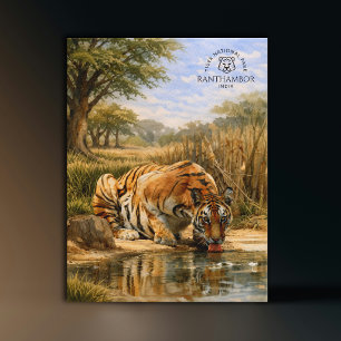 Nationaal park Ranthambor Tiger India   Aquarel Briefkaart