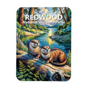 Nationaal park Redwood Dieren Otters stijl Van Gog Magneet
