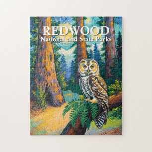 Nationaal park Redwood Kleurrijk bos Uil Wilde die Legpuzzel