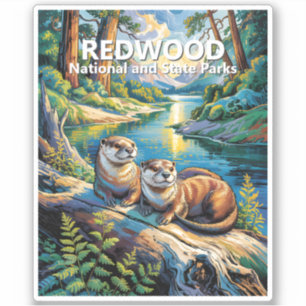 Nationaal park Redwood Kleurrijk dier Schattige ot Sticker