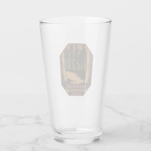 Nationaal park Redwood Minimale Retro Emblem Glas (Achterkant)