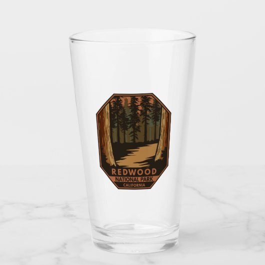 Nationaal park Redwood Minimale Retro Emblem Glas (Voorkant)