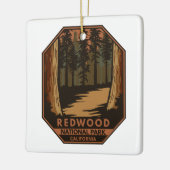 Nationaal park Redwood Minimale Retro Emblem Keramisch Ornament (Links)