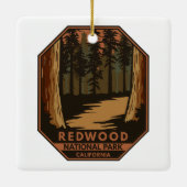 Nationaal park Redwood Minimale Retro Emblem Keramisch Ornament (Achterkant)