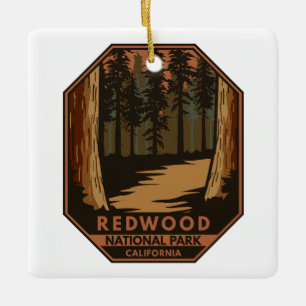 Nationaal park Redwood Minimale Retro Emblem Keramisch Ornament