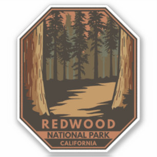 Nationaal park Redwood Minimale Retro Emblem Sticker
