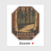 Nationaal park Redwood Minimale Retro Emblem Sticker (Vel)